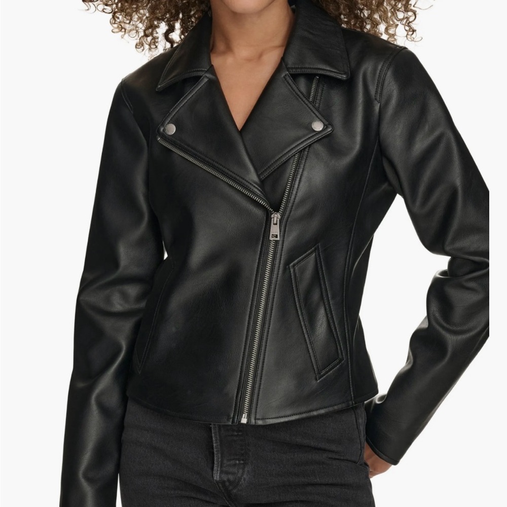 Women's Essential Faux Leather Moto Jacket Levi's Black Large NWI